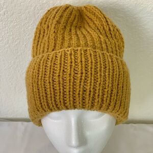 Handmade Women Cozy Mustard Knit Beanie Size S-M